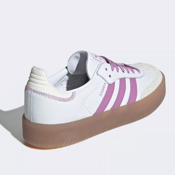 Adidas Sambae Cloud White Purple Leather Sneaker Shoe Size 7 NEW WITH TAG - Picture 2 of 5
